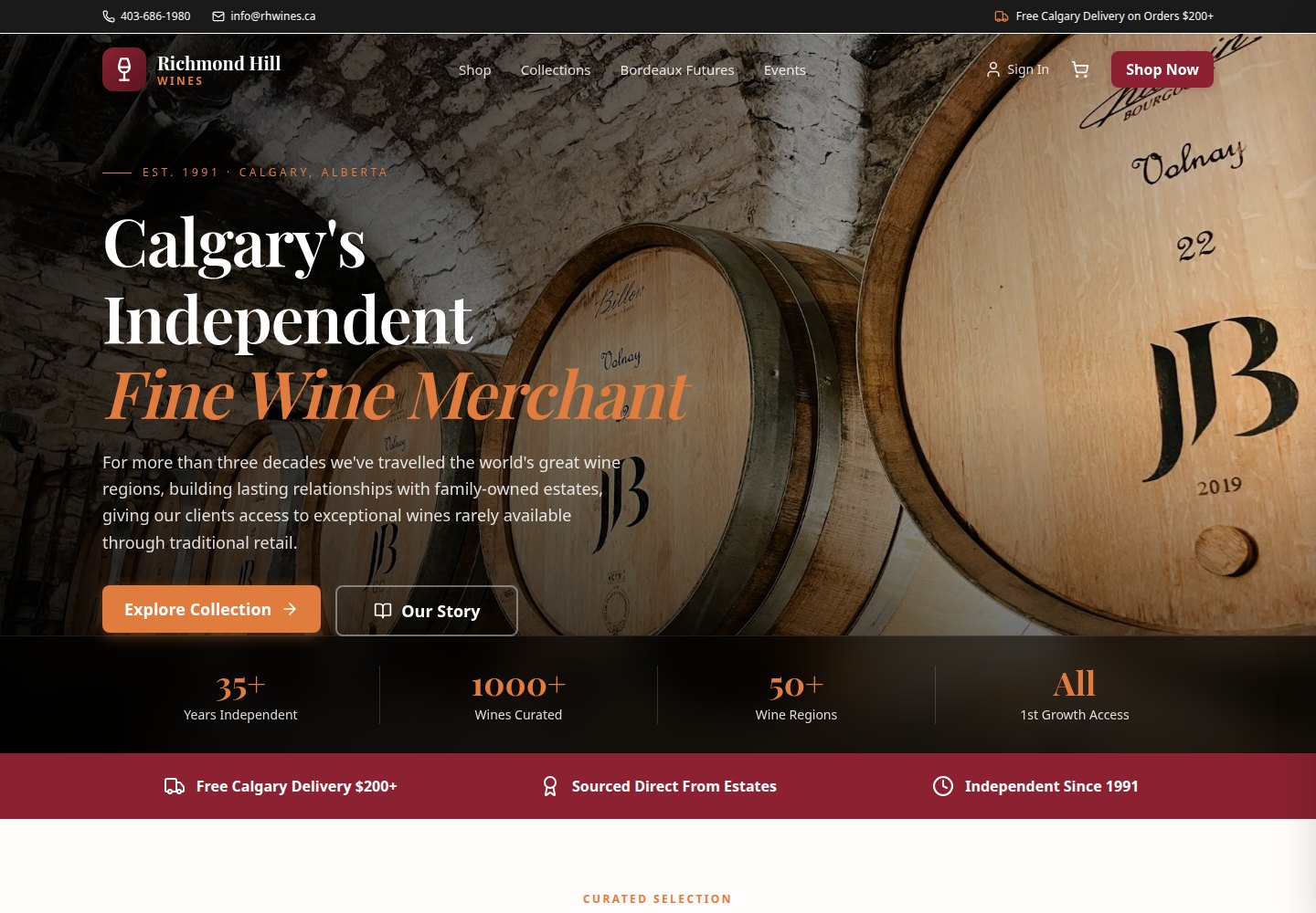 Richmond Hill Wines website